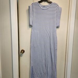 Entro Blue and White Striped Maxi Dress
